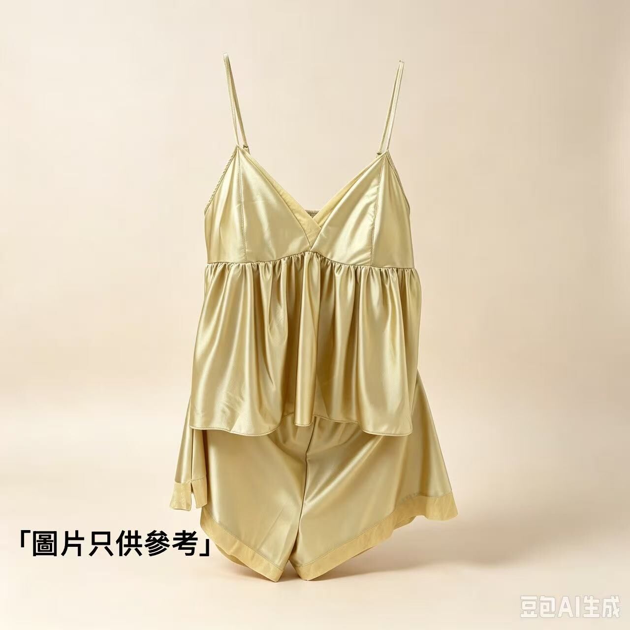 AB260917 - S39B-金蠶絲絲綢睡衣（短款）/套 香檳金-