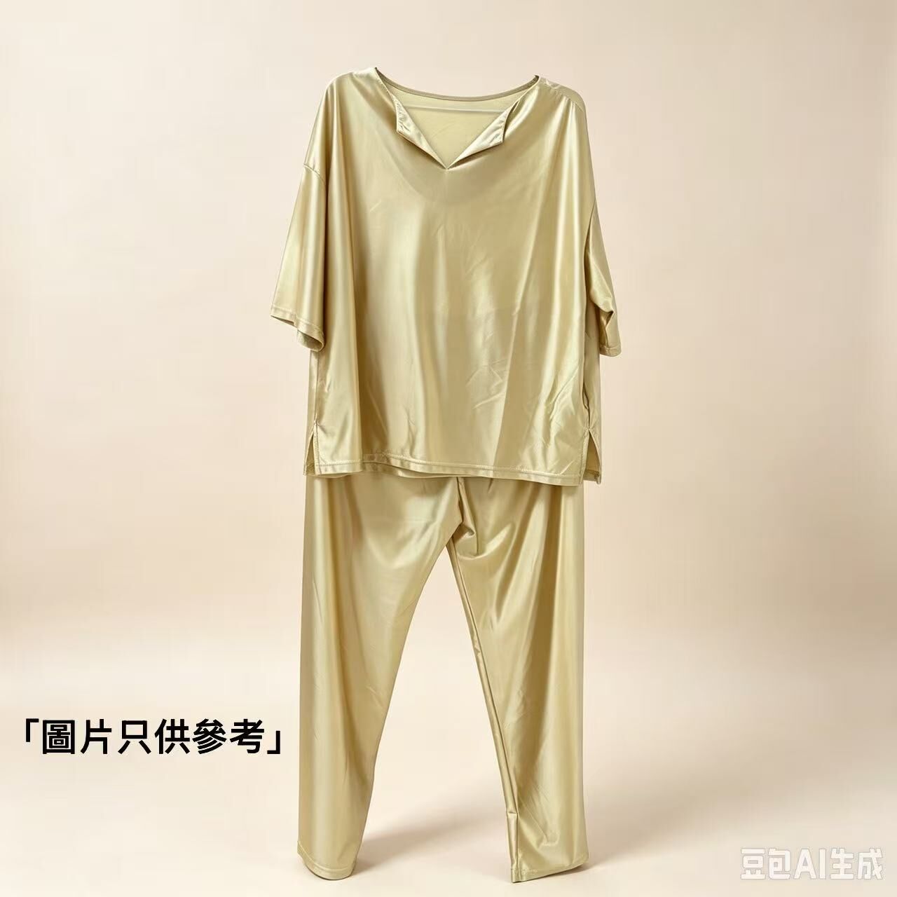 AB260917 - S37B-金蠶絲絲綢睡衣（長款）/套 香檳金-