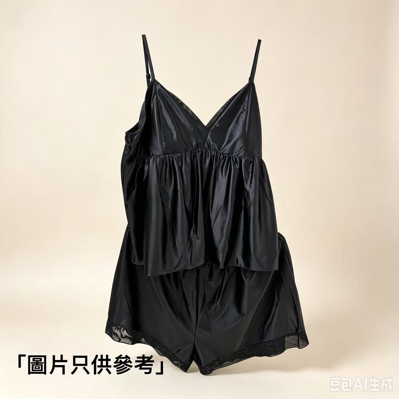 AB260917 - S39-金蠶絲絲綢睡衣（短款）/套- 黑色