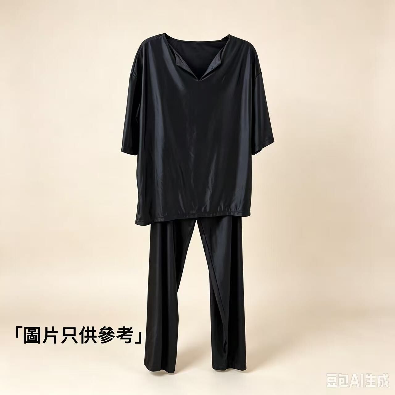 AB260917 - S37-金蠶絲絲綢睡衣（長款）/套- 黑色