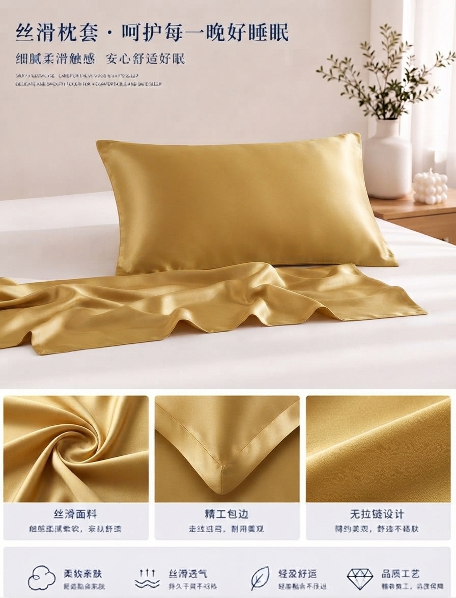 AB260917 - S3-金蠶絲 枕套（老錢風） -48cm*74cm 0.168kg-絲光綢
