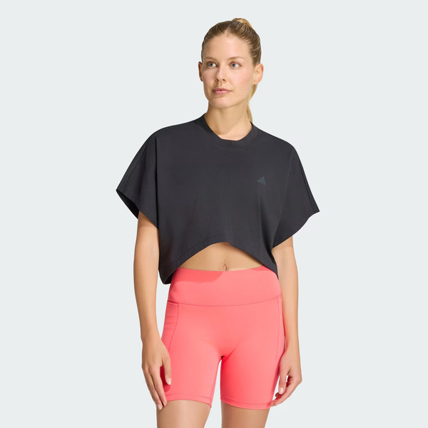 Adidas 愛迪達 Pl Gfx Tee KV7581 女 T恤 運動上衣 休閒短袖 短版 黑
