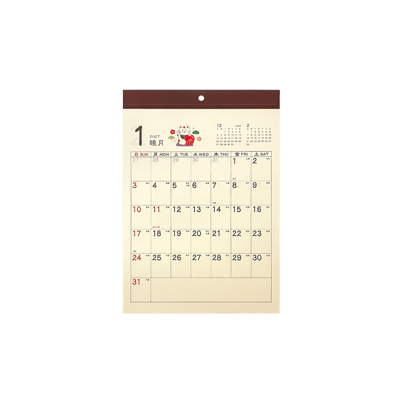 2027年壁掛式月曆/A4 和風
