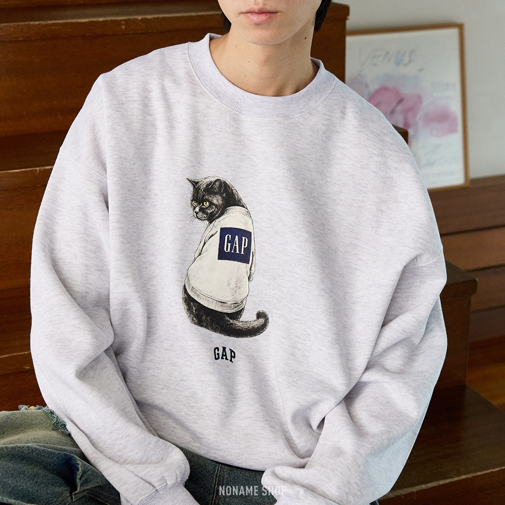 PUBLUX × GAP 限定聯名款 貓咪 刷毛 長袖 大學T 四色 (男/女同款)