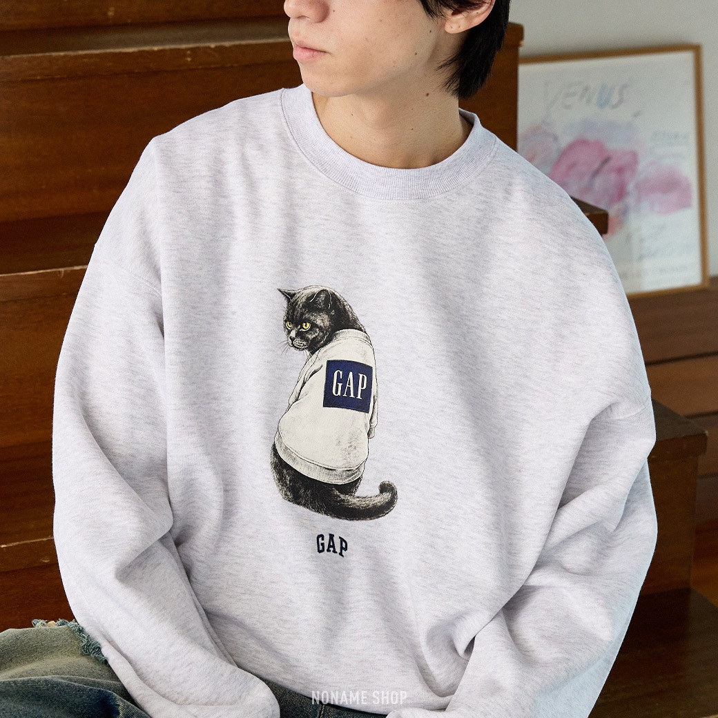 PUBLUX × GAP 限定聯名款 貓咪 刷毛 長袖 大學T 四色 (男/女同款)
