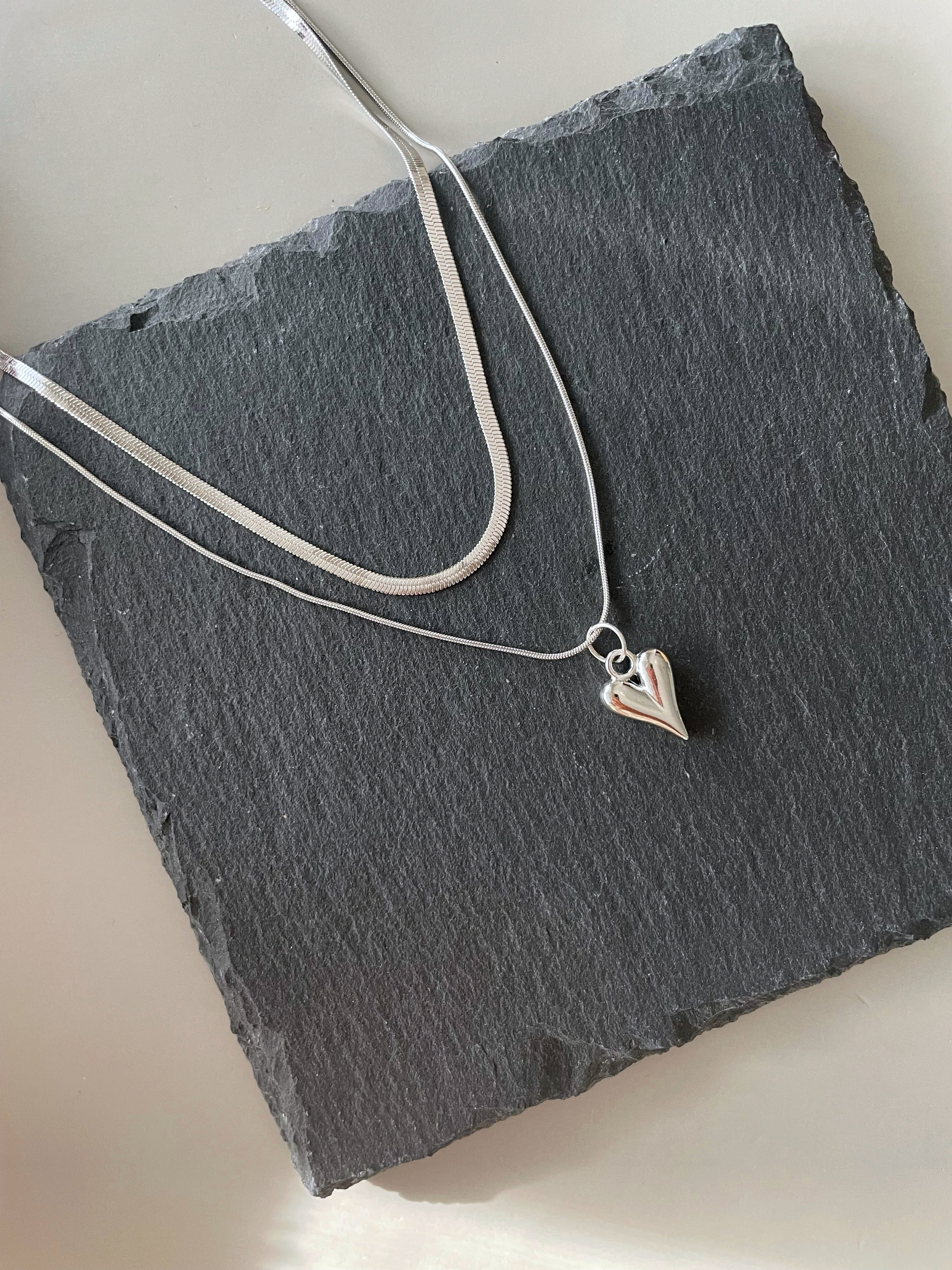 double chain heart necklace