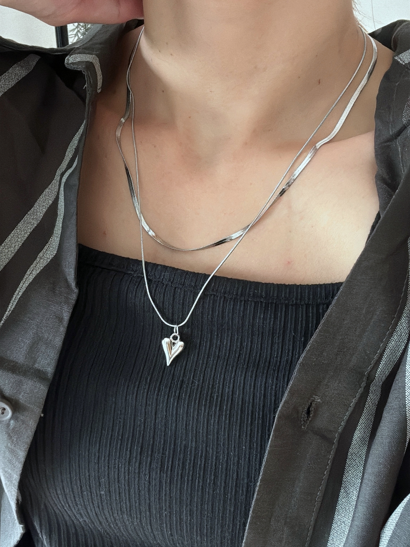 double chain heart necklace