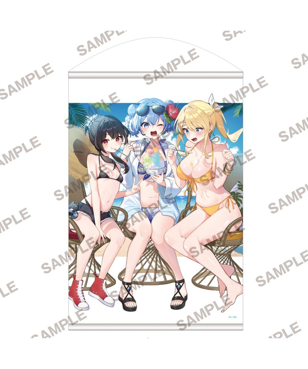 預購-『為美好的世界獻上祝福！』全新繪製B2掛軸 阿克婭＆惠惠＆達克妮絲【日本進口精品】