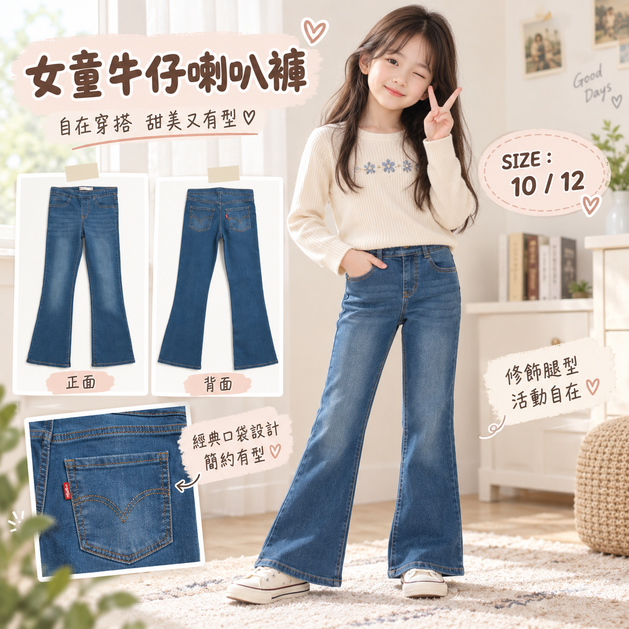 【預購】LEVIS N091807 女童款牛仔褲 (深藍色)