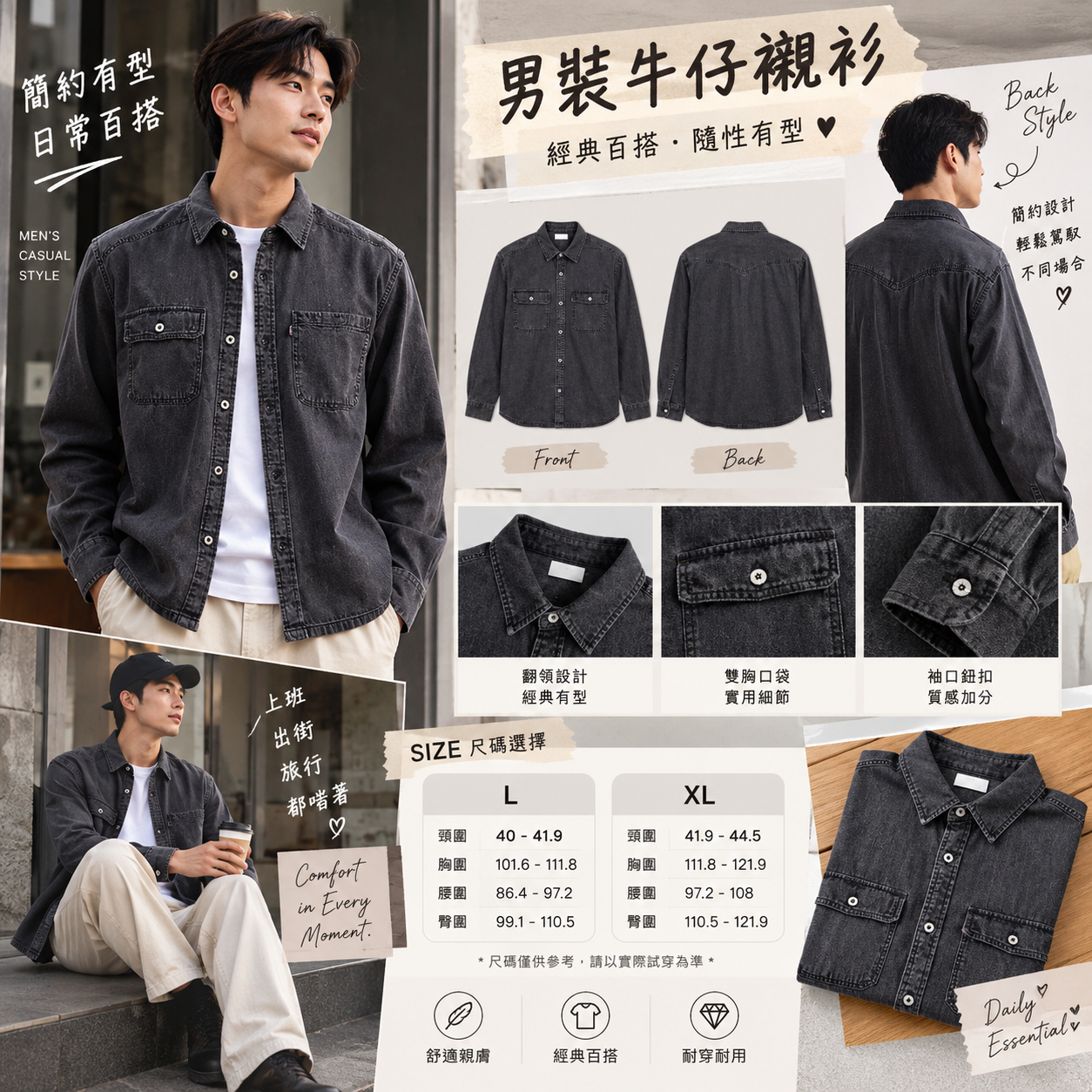 【預購】LEVIS N091808 男裝牛仔襯衫 (黑色)