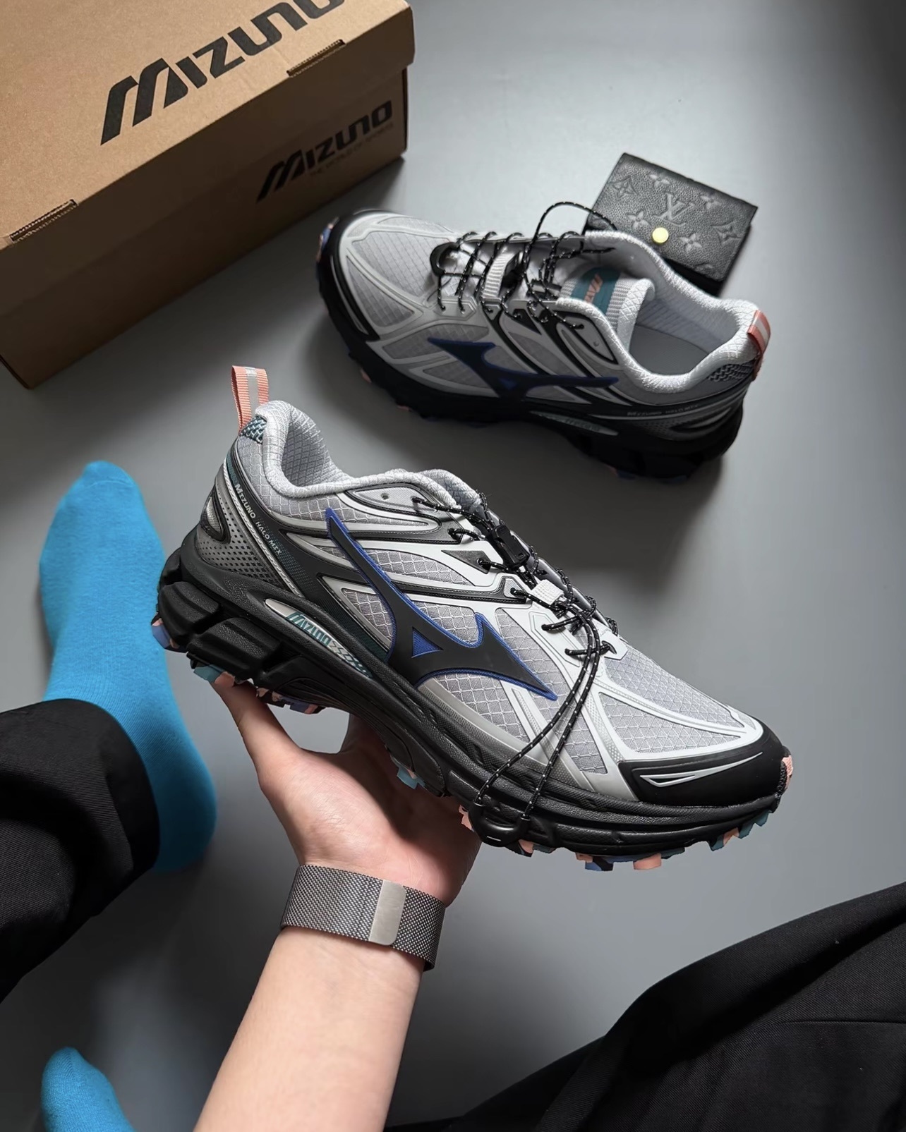 #代購 MIZUNO HALO MIX TL 防潑水 抽繩 戶外機能 慢跑鞋 D1GH251205 銀灰藍