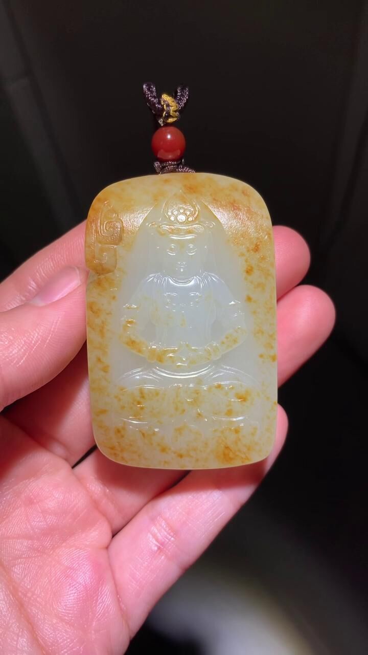 和田玉籽料觀音,天然和田玉軟玉