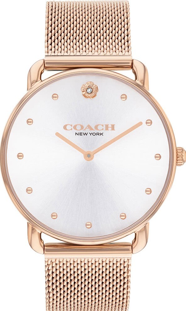 萬年鐘錶 - COACH  玫瑰金山茶花時尚米蘭錶帶女錶 14504209 錶徑36MM