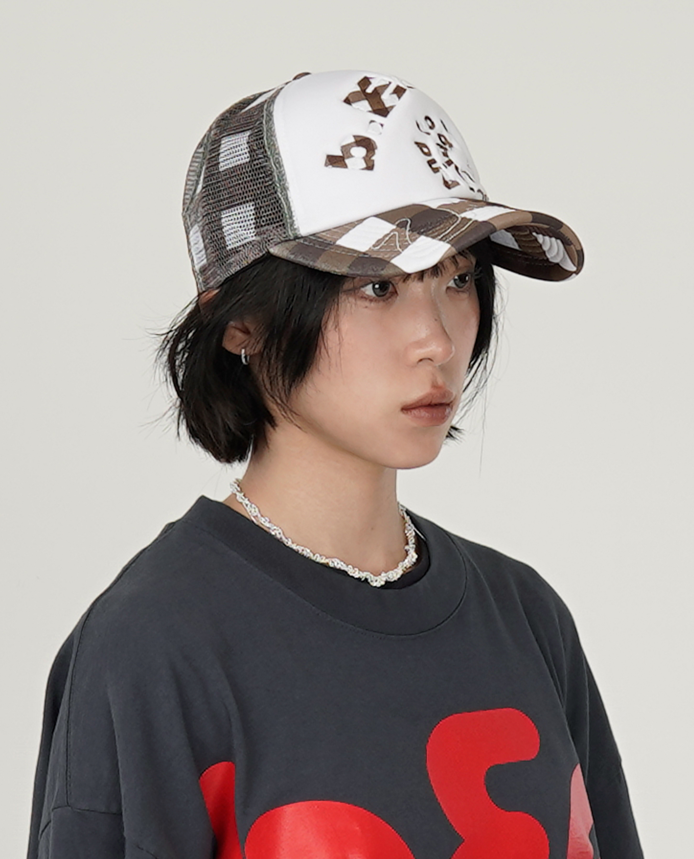 b.Eautiful b.i Foam Trucker Hat (Brown Checker) - Collection*17
