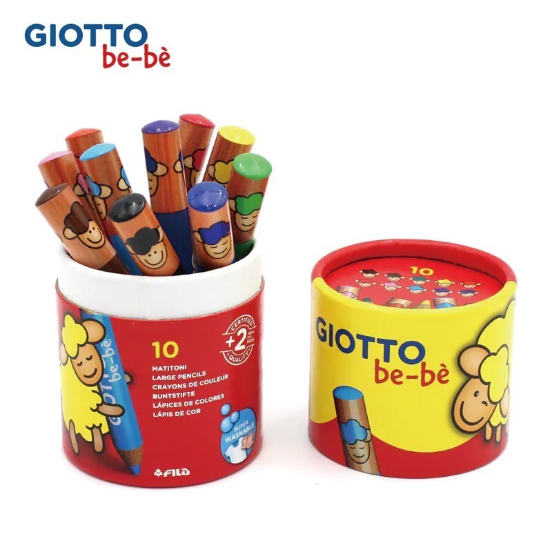 【樂森藥局】義大利 GIOTTO可洗式寶寶木質蠟筆10色(新款筆筒裝不附筆削) 寶寶蠟筆、水洗蠟筆