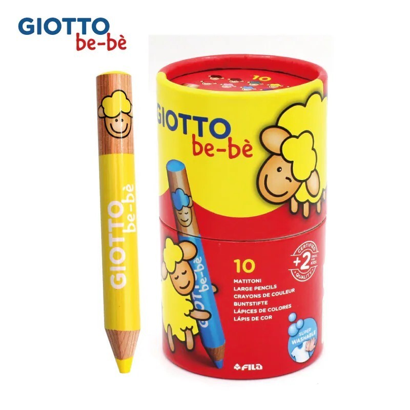 【樂森藥局】義大利 GIOTTO可洗式寶寶木質蠟筆10色(新款筆筒裝不附筆削) 寶寶蠟筆、水洗蠟筆