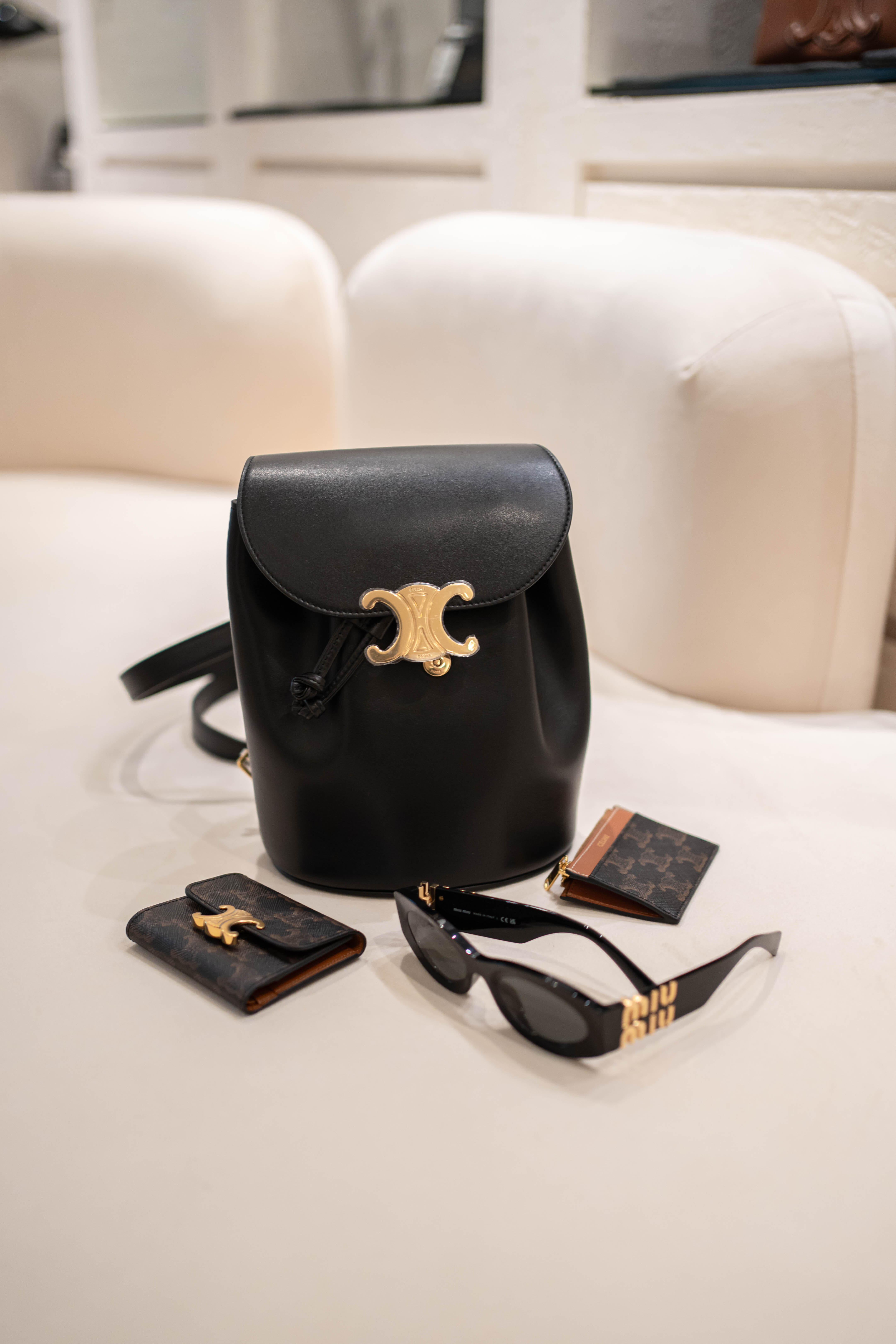 Celine Bonnie Backpack Smooth Calfskin Black 黑色 小牛皮背包