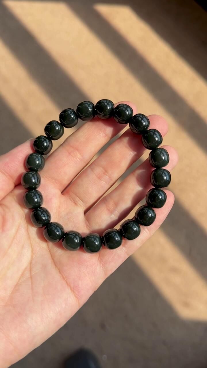 和田玉塔青手串 (10mm直徑),天然和田玉軟玉