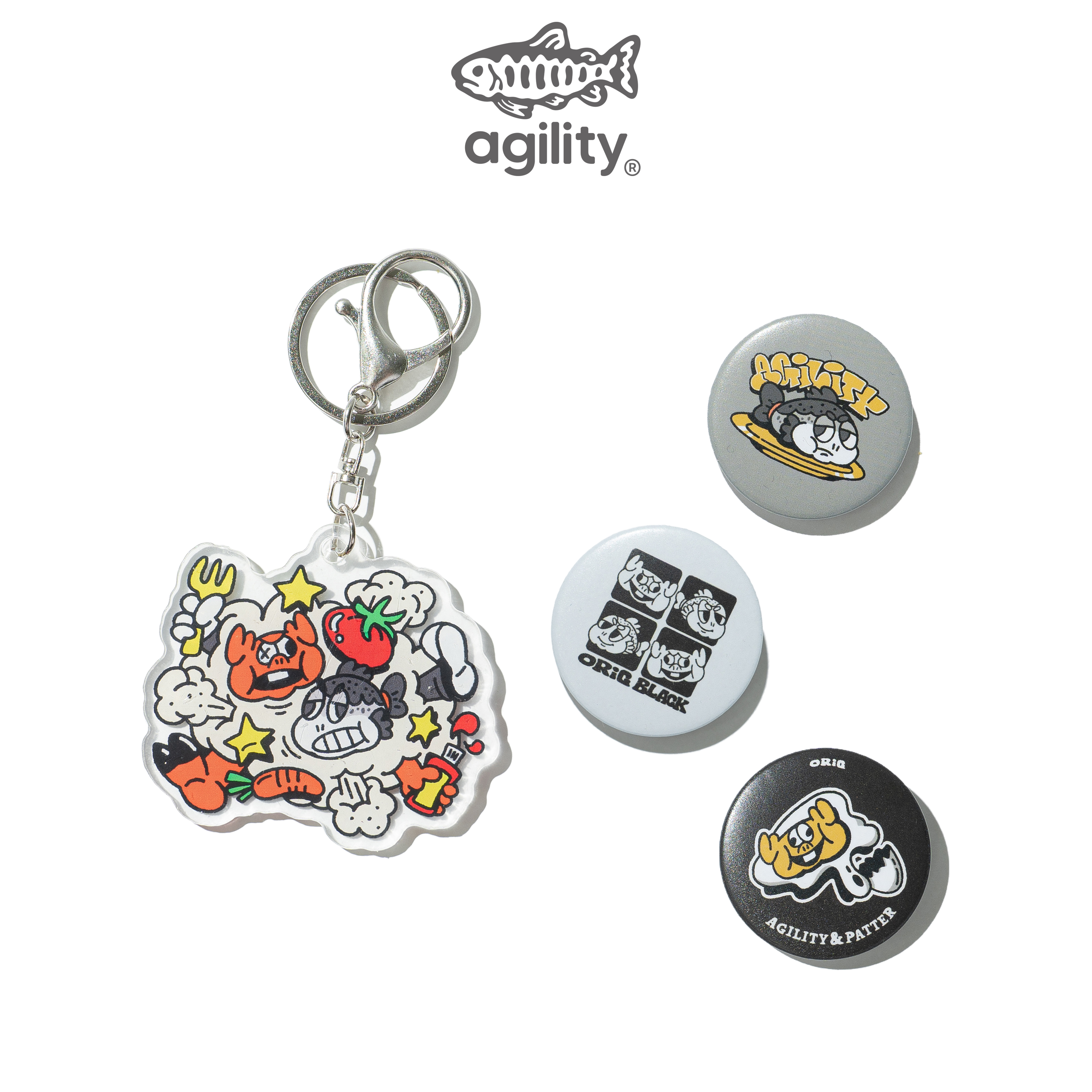 AGILITY x ORIG x Patter Keychain & Pin 三方聯名 鑰匙圈 & 別針 [AOP-6]