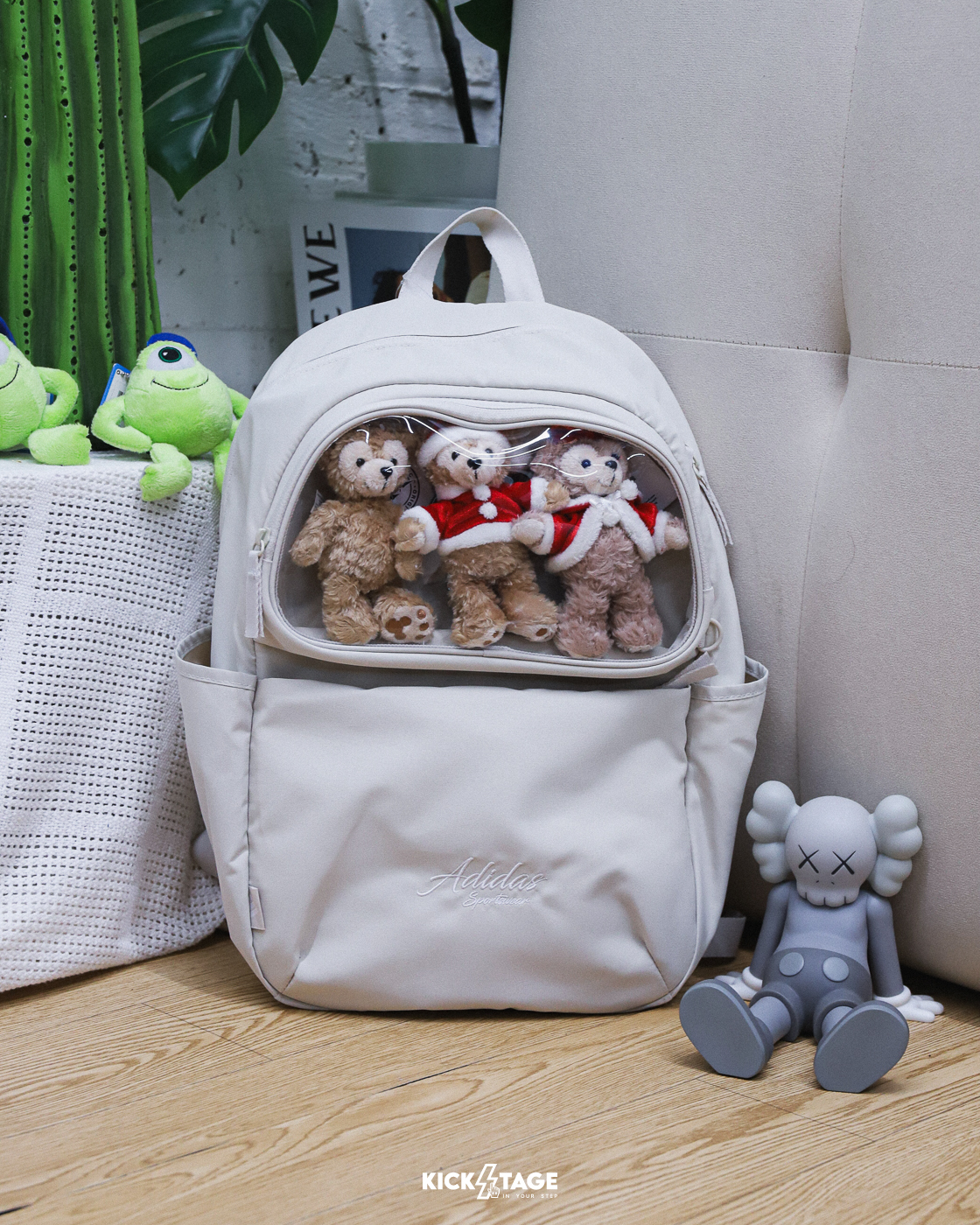 ADIDAS MH W BACKPACK 米 大容量 演唱會 吊飾 掛勾 娃包 痛包 後背包【KR5078】