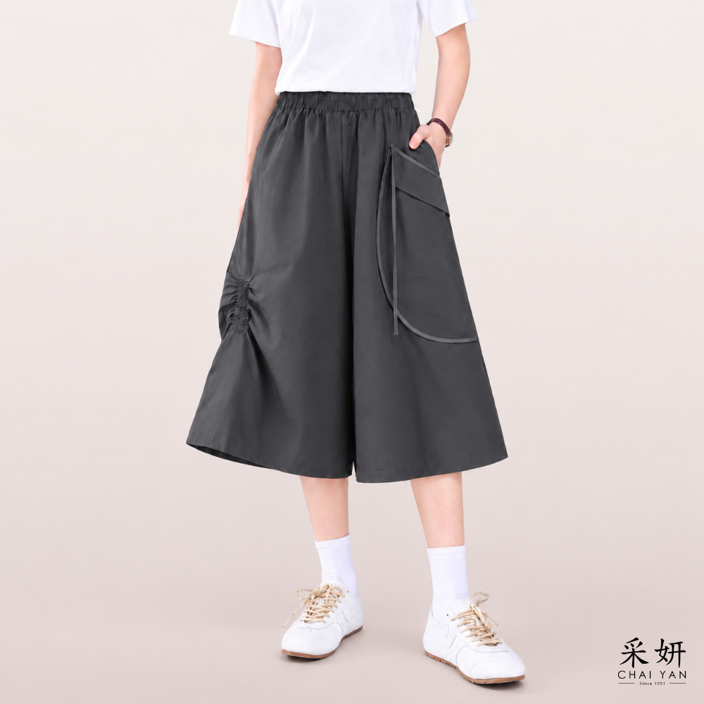 暗黑風休閒工裝闊腿褲