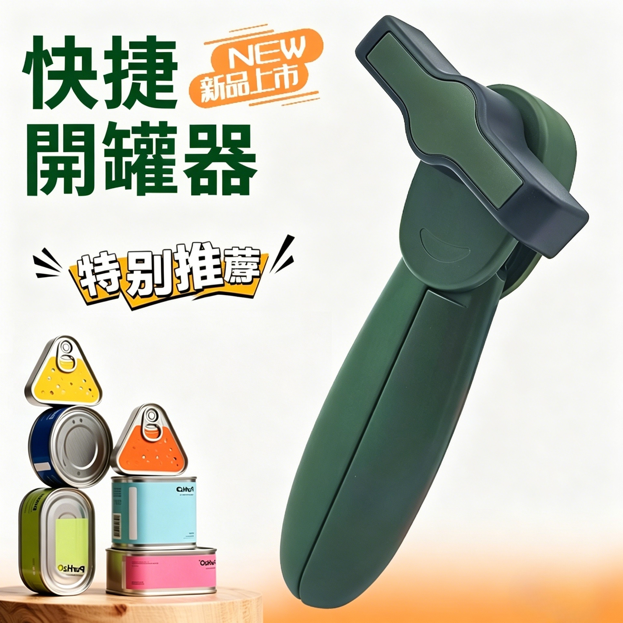 Manual Quick Can Opener | Japanese 420J2 Blade, Anti-slip, Labor-saving, For Pet Cans & All Kinds of Bottles