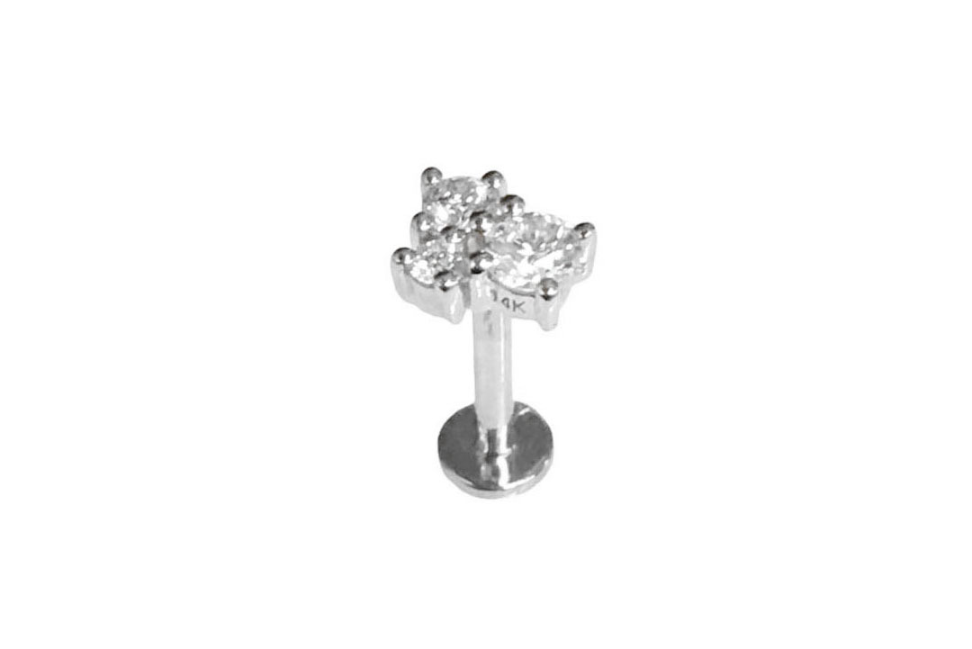 < Real Diamond > 14K Gold Labret Studs Earrings WB77