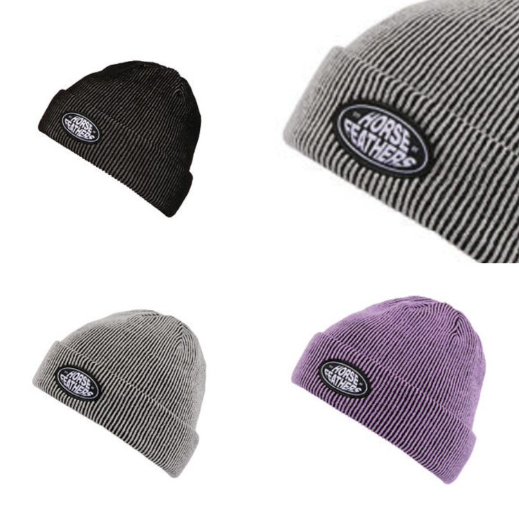 HORSEFEATHERS Drae Beanie保暖滑雪毛帽黑色/灰色/紫色款,商品平鋪正面展示圖
