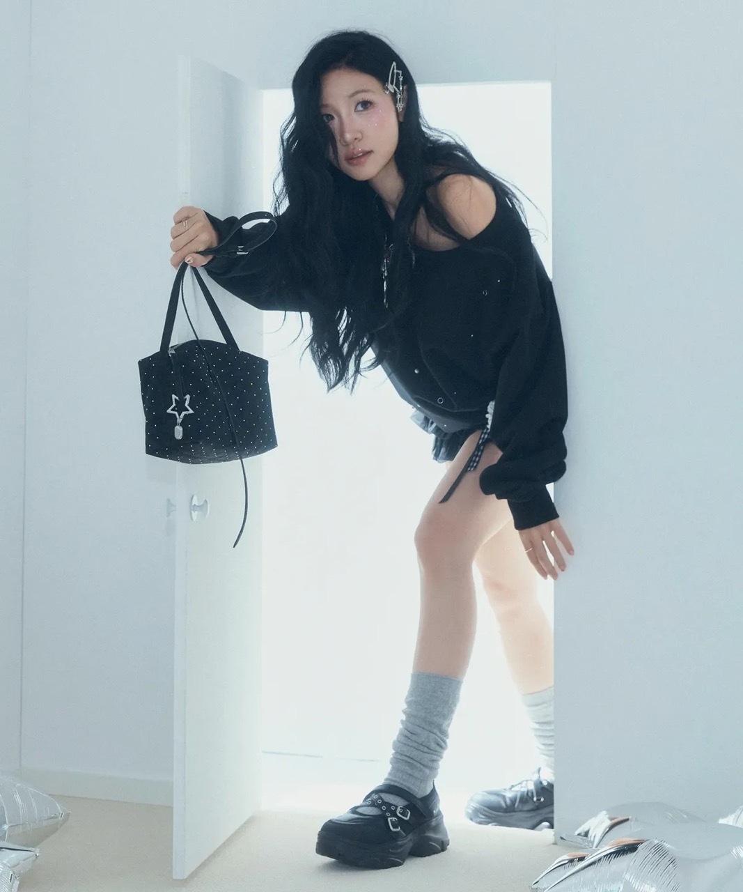 🇰🇷 Nayawashi X OTZ STARRY HOTFIX 2WAY SHOULDER BAG 金屬裝飾 波點 兩用 單肩包 側背包 方包 OZBGGA303B / 預購