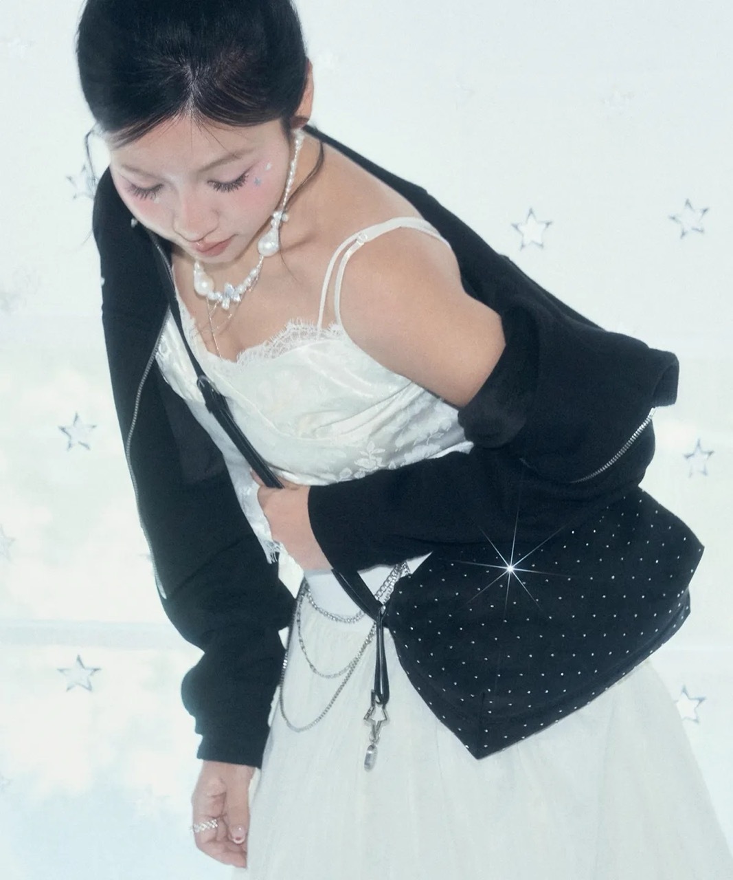 🇰🇷 Nayawashi X OTZ STARRY HOTFIX 2WAY SHOULDER BAG 金屬裝飾 波點 兩用 單肩包 側背包 方包 OZBGGA303B / 預購