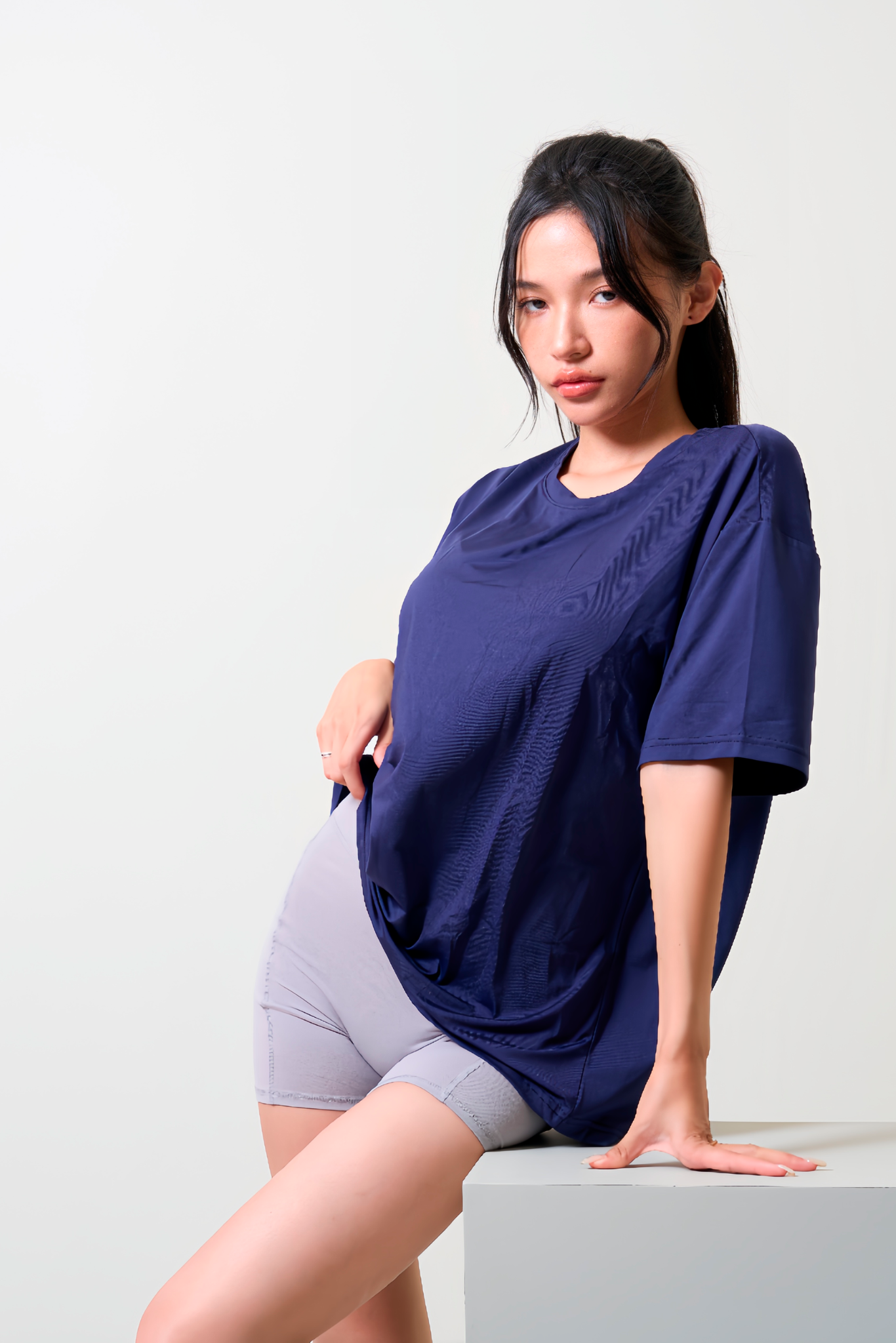 女款OVERSIZE短袖-高原青
