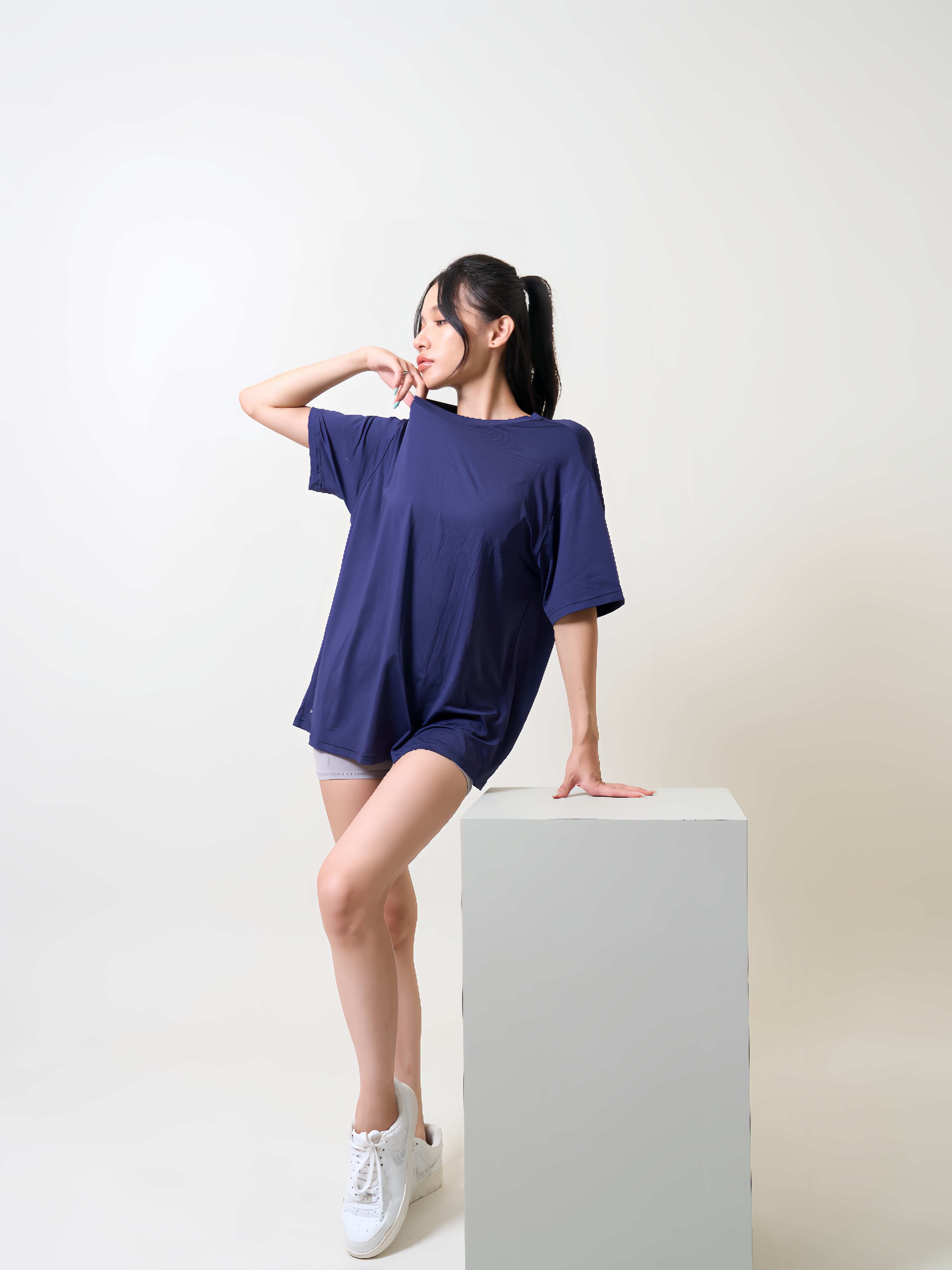 女款OVERSIZE短袖-高原青