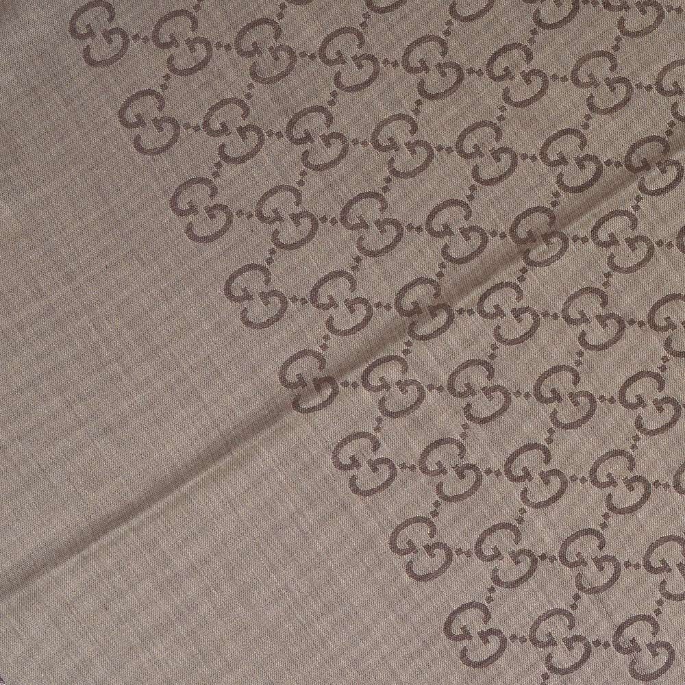 【GUCCI】GG Logo 羊毛混絲圍巾(深咖啡/淺咖啡)