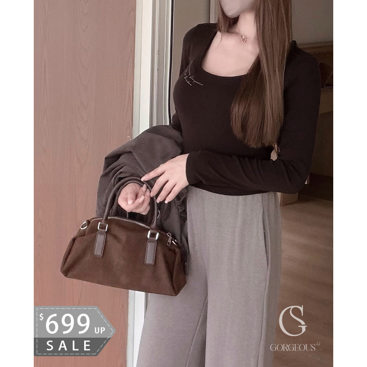 G8509 「復古麂皮托特兩用包」