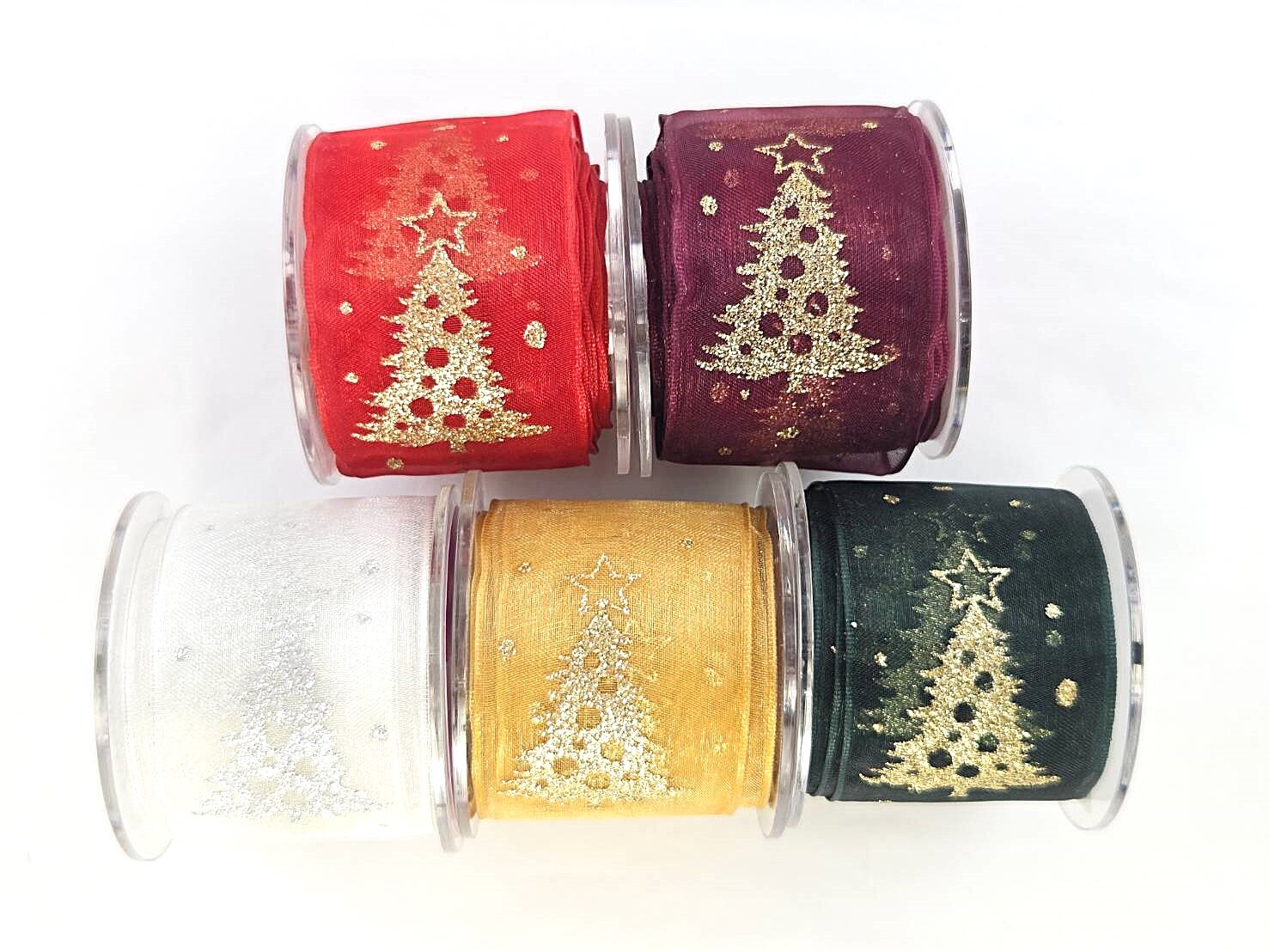 Glitter Xmas tree/Organza with wire/38mm