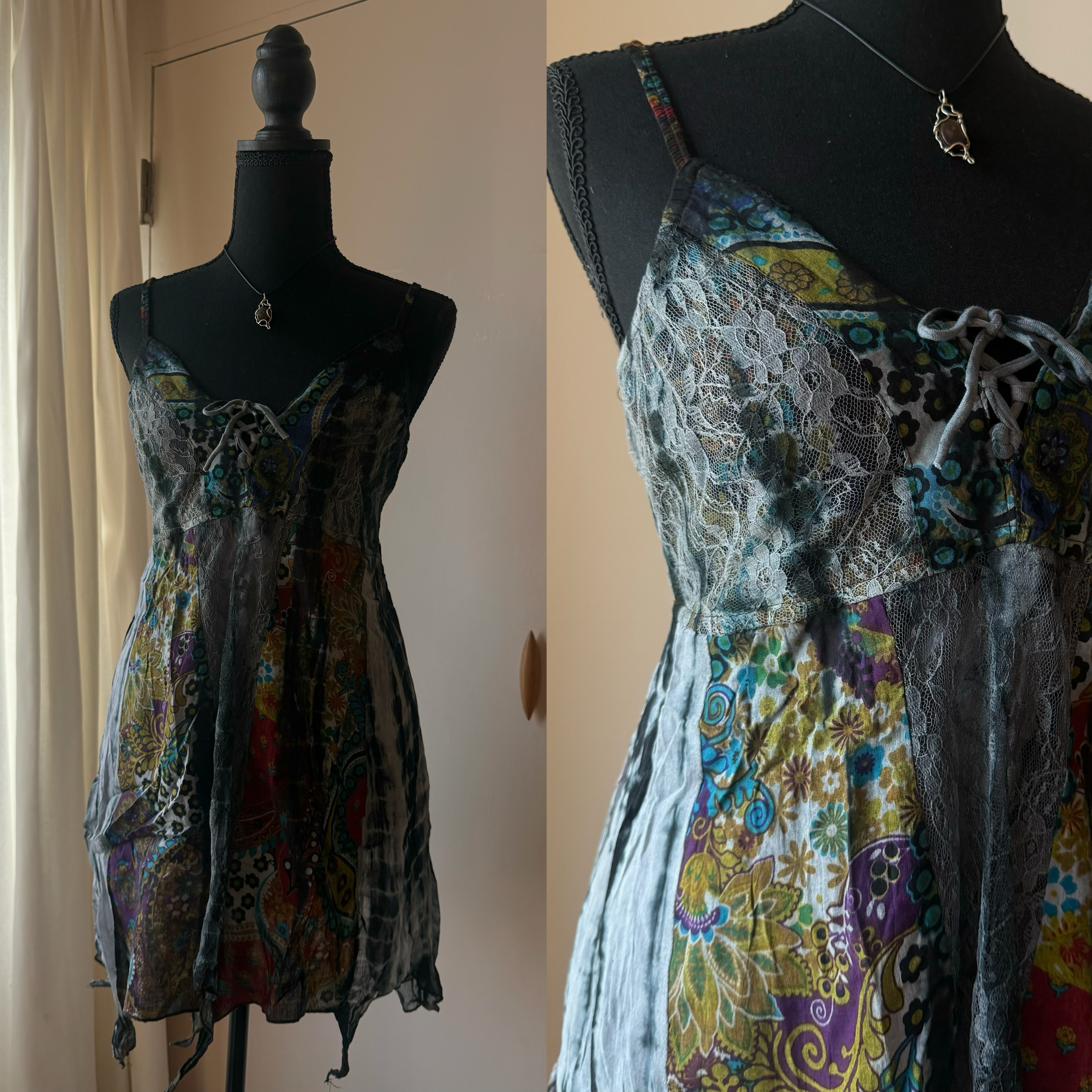 [原石] 尼泊爾手工服飾 植物染服飾 短洋裝 灰色