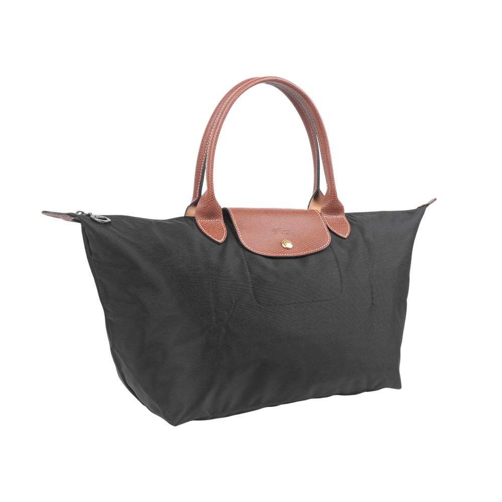 【Longchamp】L號短把 Le Pliage 摺疊肩背包(黑色)