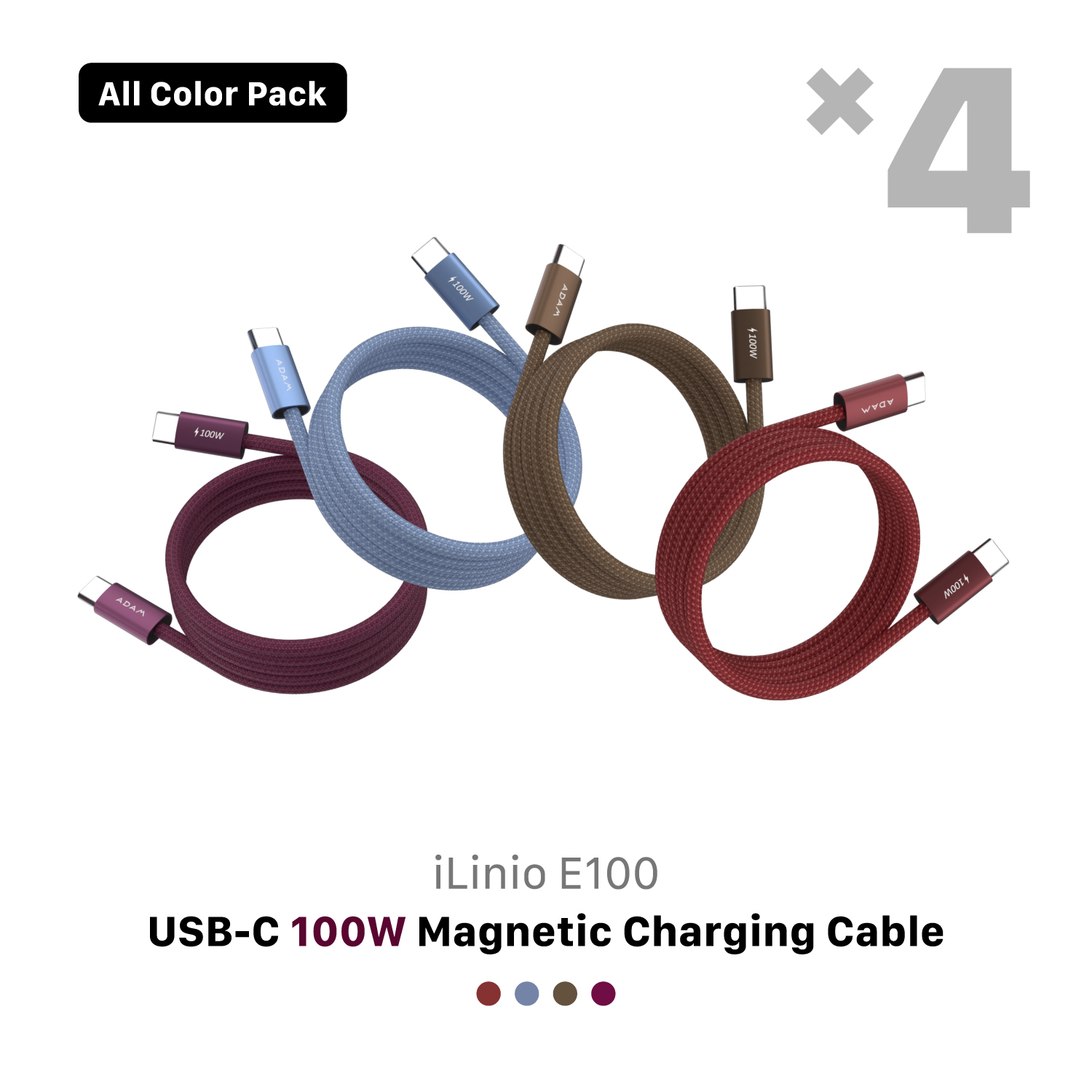 iLinio E100 USB-C to USB-C 100W Magnetic Charging Cable【All Colors】