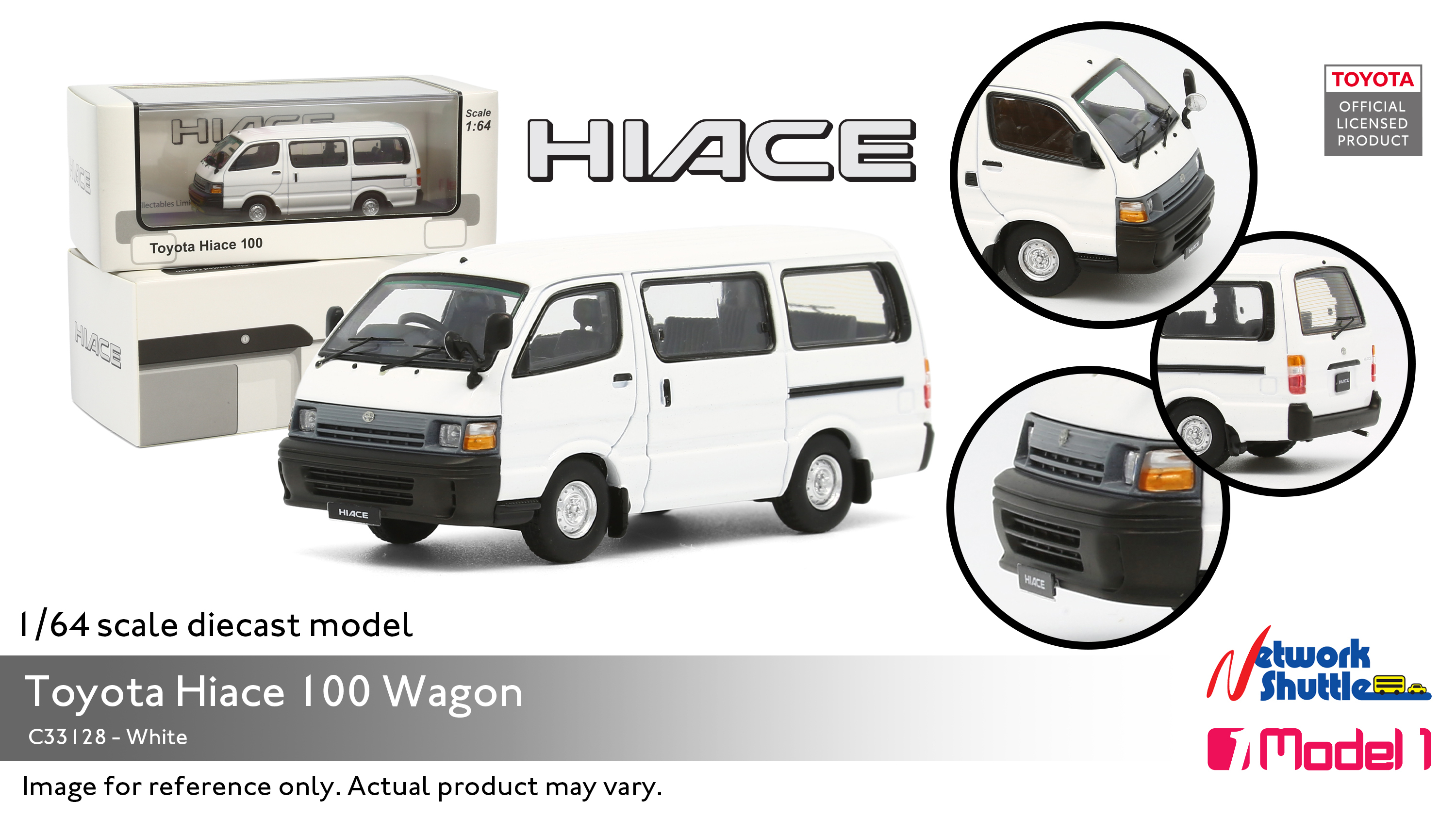 1/64 MODEL 1 Toyota Hiace 100 White (C33128)