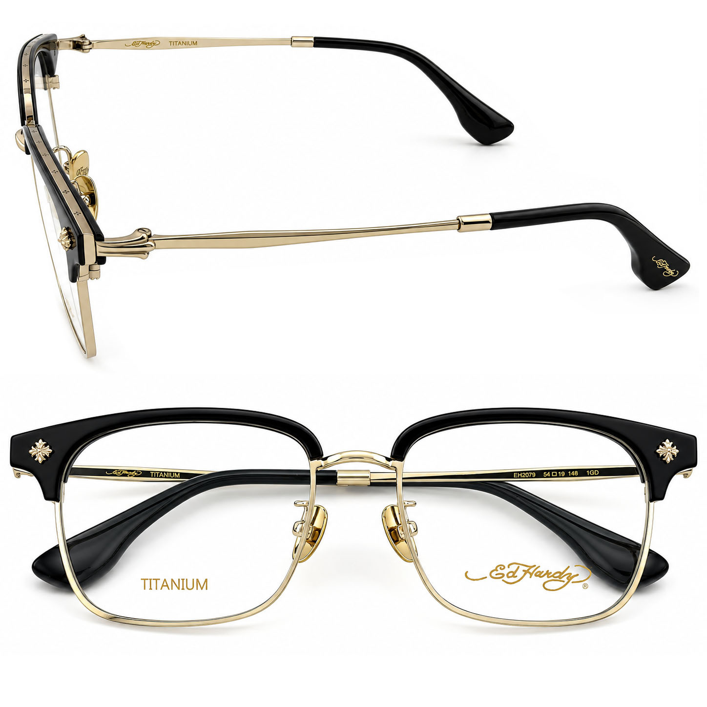 【Ed Hardy】EH2079 1GD 光學眼鏡#(亮黑搭芒金色)