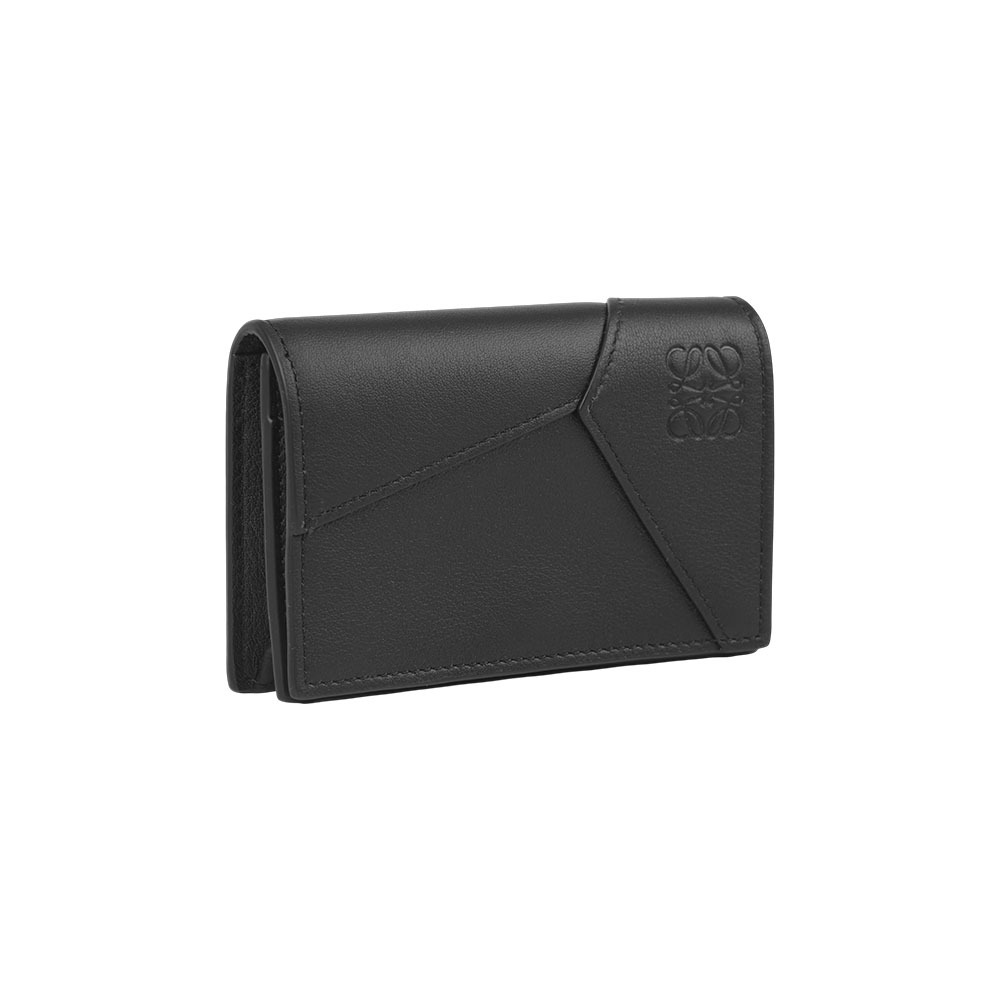 【LOEWE】Puzzle 經典小牛皮釦式二折卡片夾/名片夾(黑色)