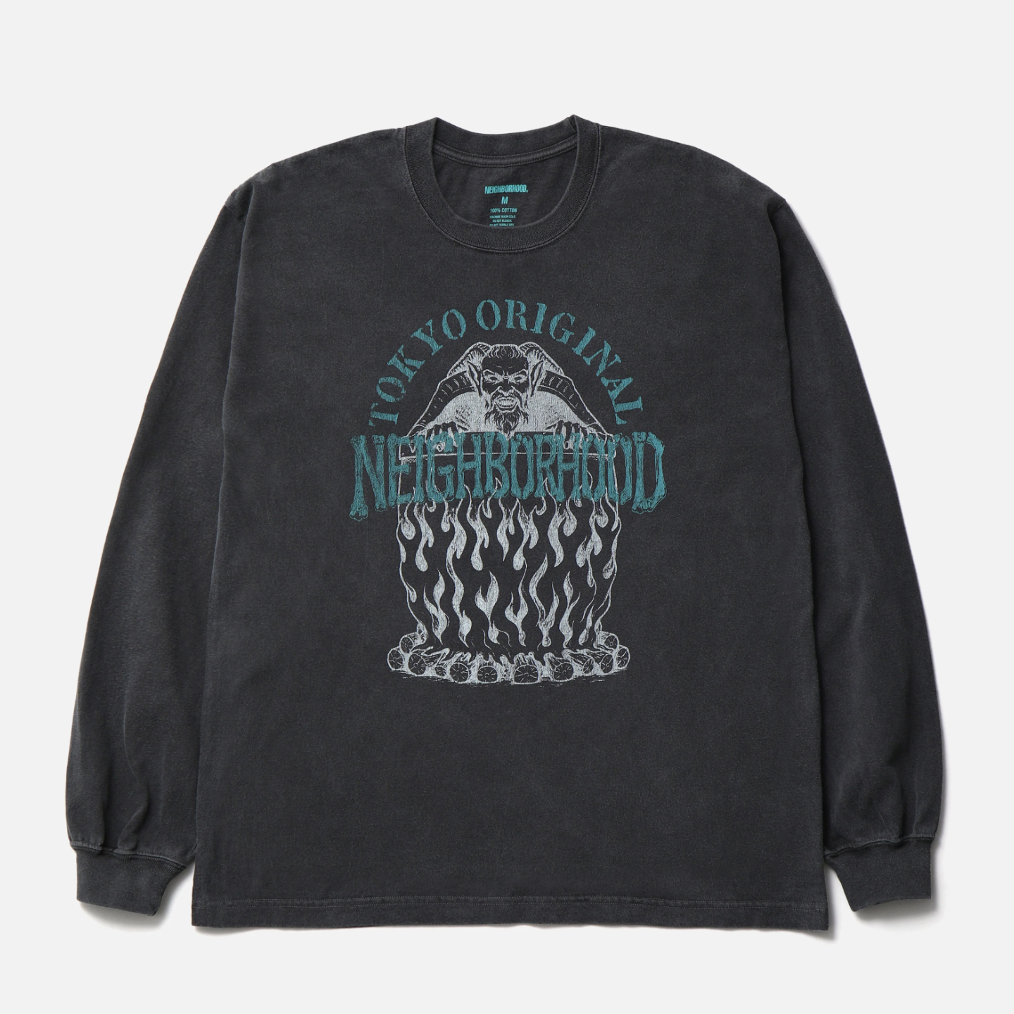 -(B4c01)-NEIGHBORHOOD  NH . TEE LS-3 撒旦 水洗 薄長Ｔ 黑色/灰色/橘色-262PCNH-LT03