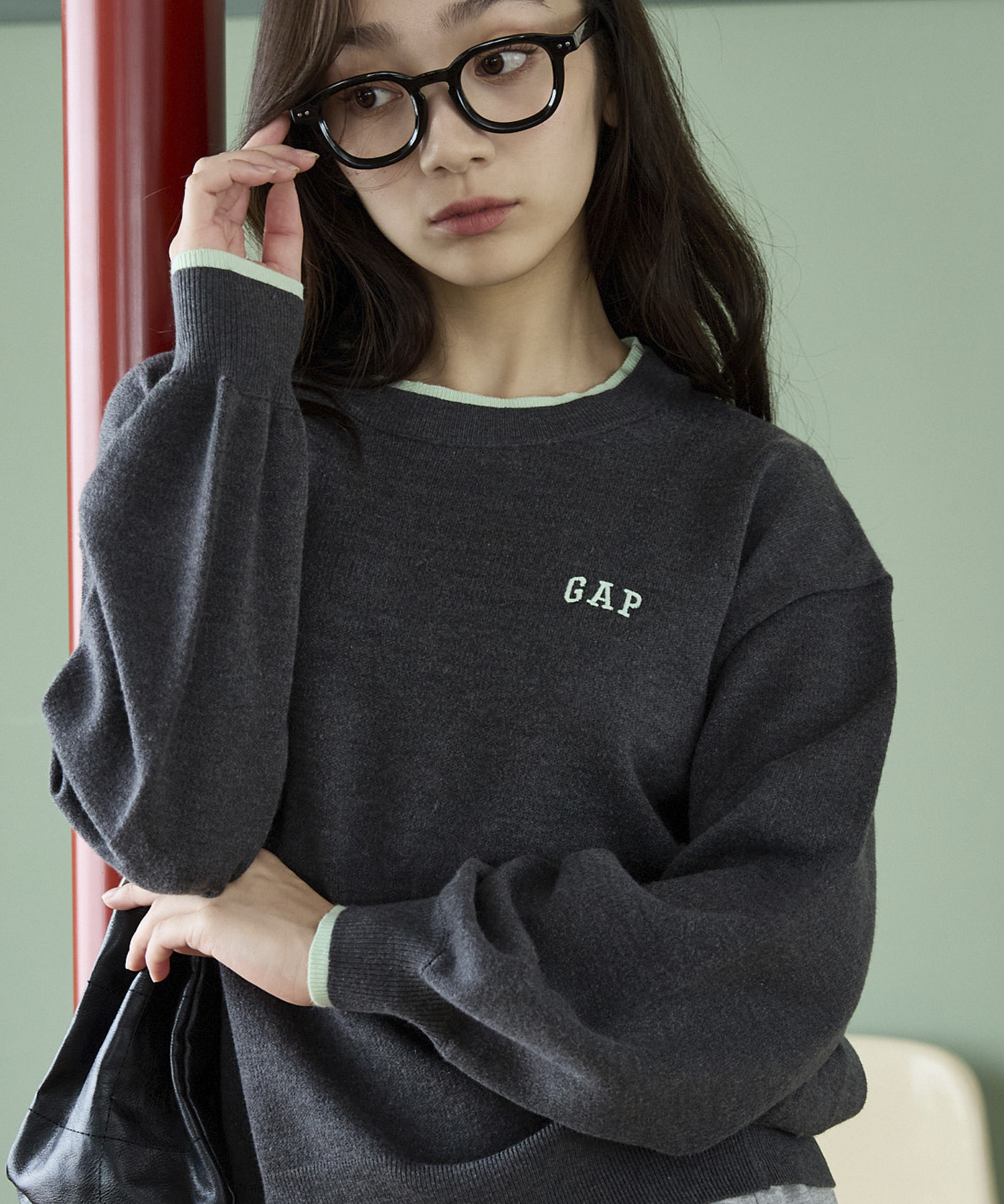 日本 GAP × PUBLUX 撞色 拼接 羊絨 混紡 圓領 針織衫 四色