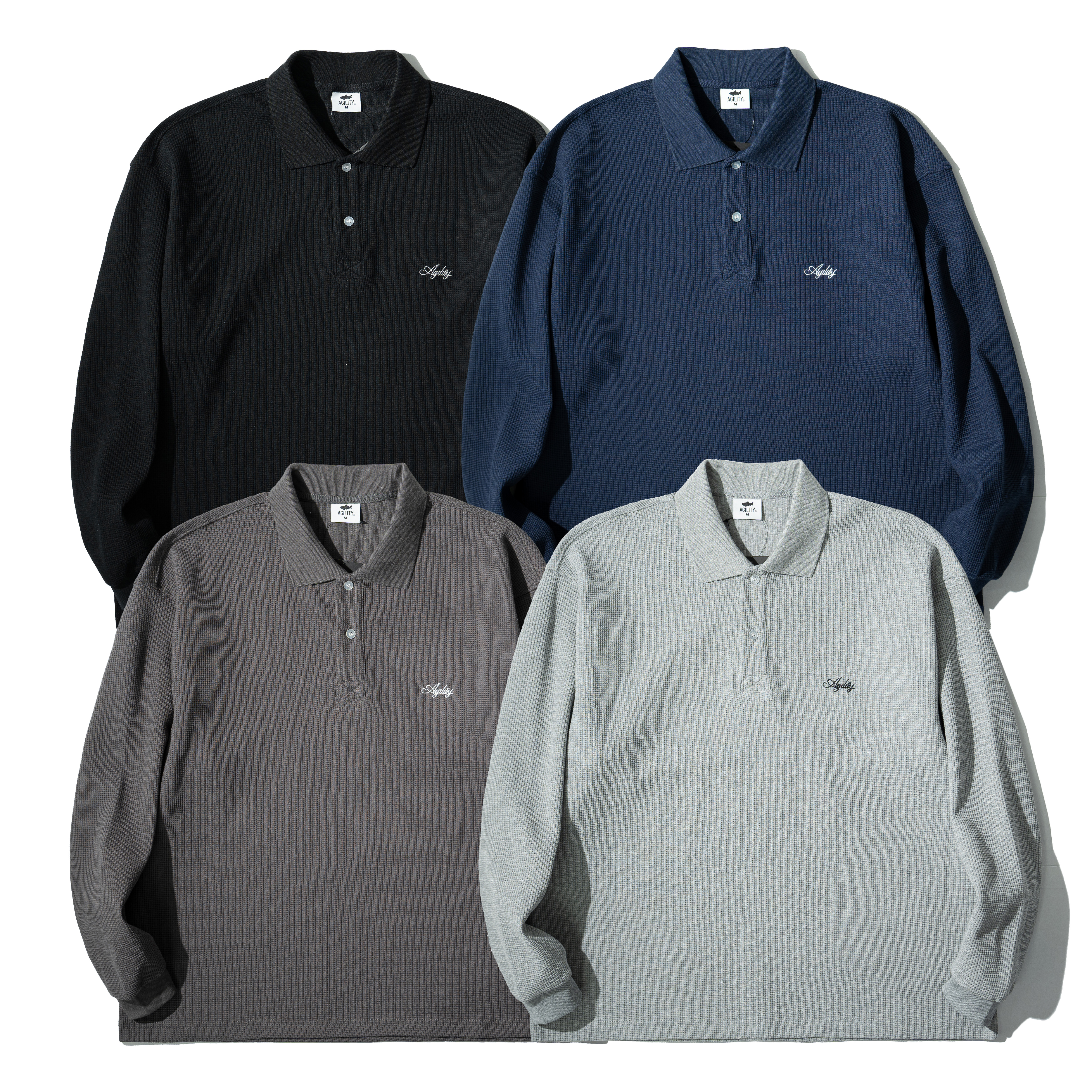 AGILITY Waffle Polo LS Shirt 華夫格 草寫刺繡 長袖Polo衫 [WFL-26]