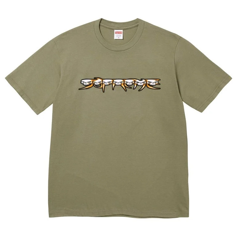 Supreme Skulls Spellout Tee - Olive | FW26T24