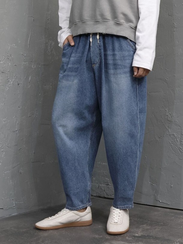 Slub Balloon Denim Pants