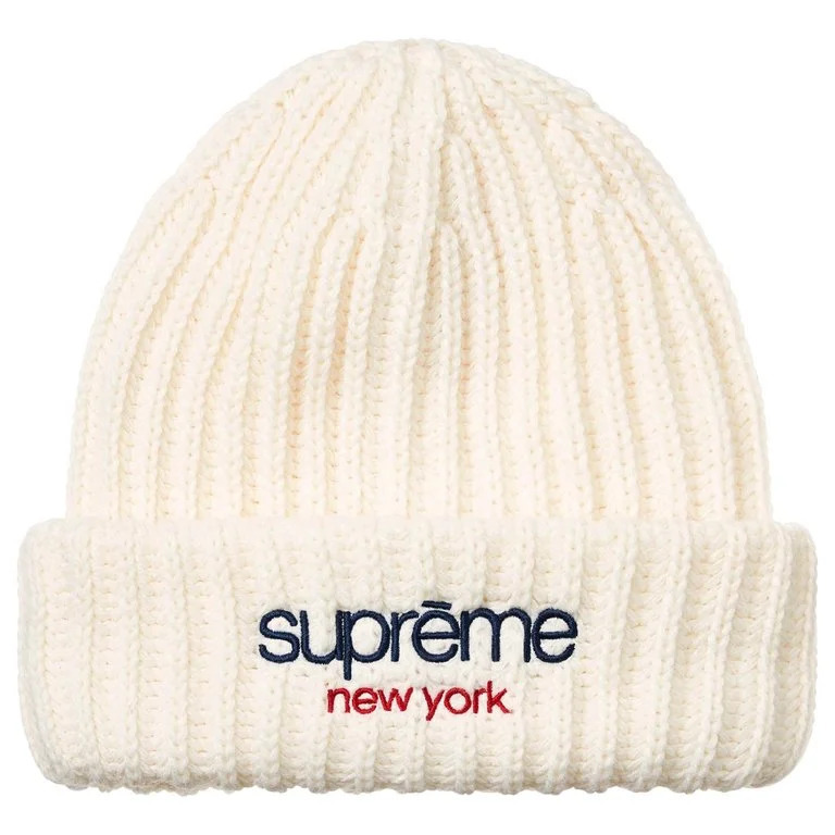 Classic Logo Chunky Ribbed Beanie - White| FW26BN42