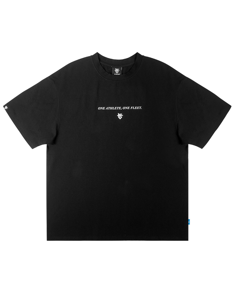 Slogan Oversized Tee / 口號彈力落肩短Tee 黑