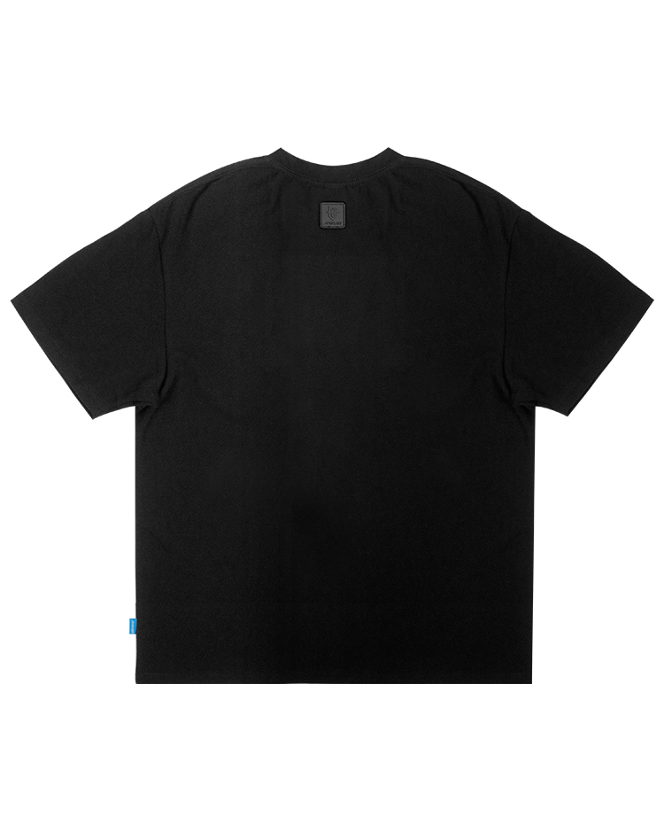Slogan Oversized Tee / 口號彈力落肩短Tee 黑