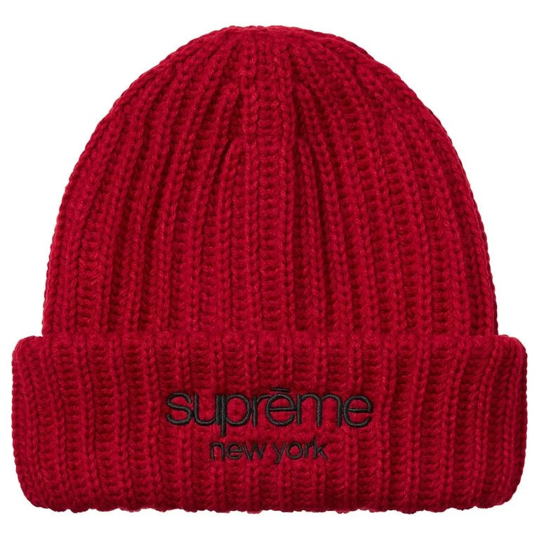Classic Logo Chunky Ribbed Beanie - Red| FW26BN42